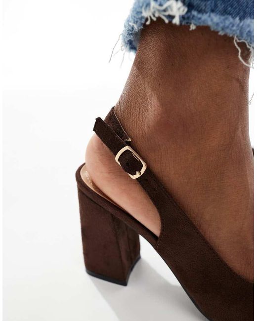 SEQWL Blue Hogan Sling Back Block Heeled Sandals