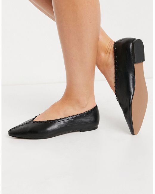 ASOS Valarie - Ballerina's Met Brede Pasvorm in het Zwart - Lyst