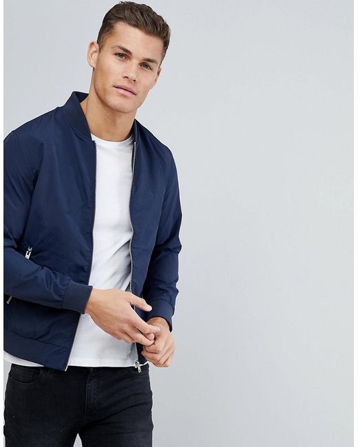 Jack & Jones Originals Bomber Jacket in Blue for Men | Lyst