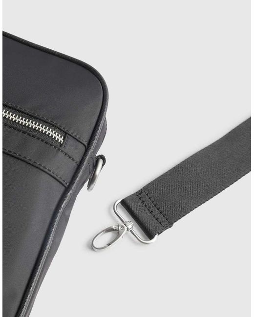 River Island Gray Nylon Badged Crossbody Bag for men