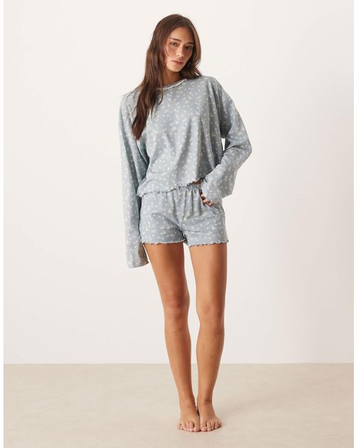 ASOS Gray Mix & Match Long Sleeve Boxy Pajama Top