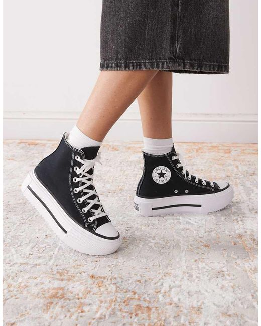Converse Black Chuck Taylor All Star Lift Hi Double Stack Sneakers