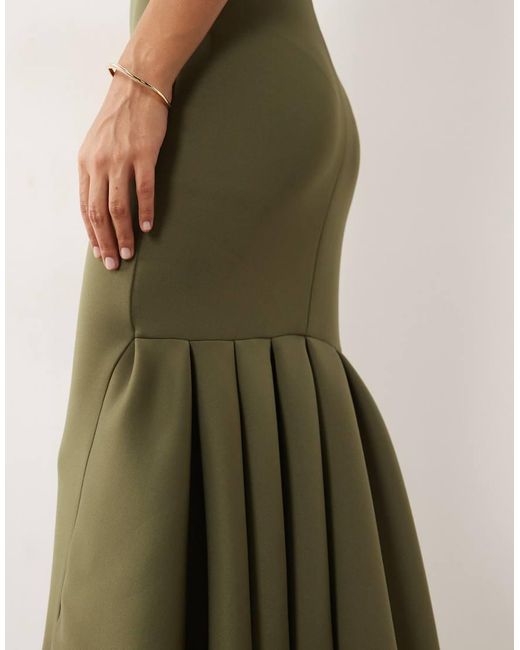 ASOS Green High Neck Fishtail Maxi Dress With Open Back