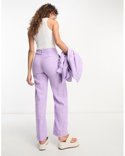 & Other Stories Purple Co-ord Linen Trousers