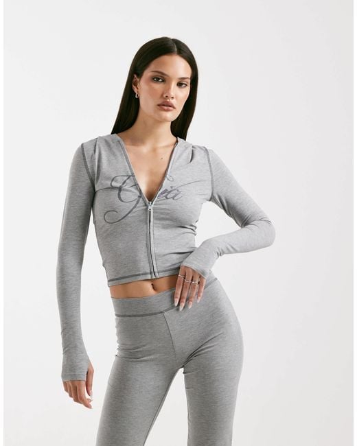 I.AM.GIA Gray Blare Logo Contrast Stitch Zip Through Hoodie