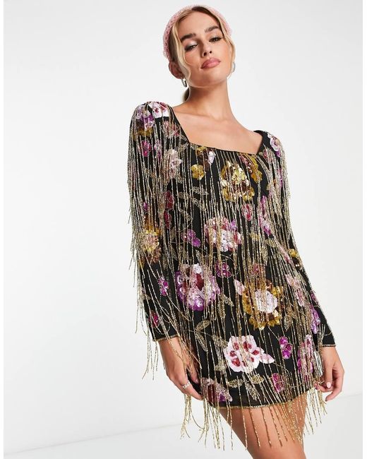 Miss selfridge fringe dress online