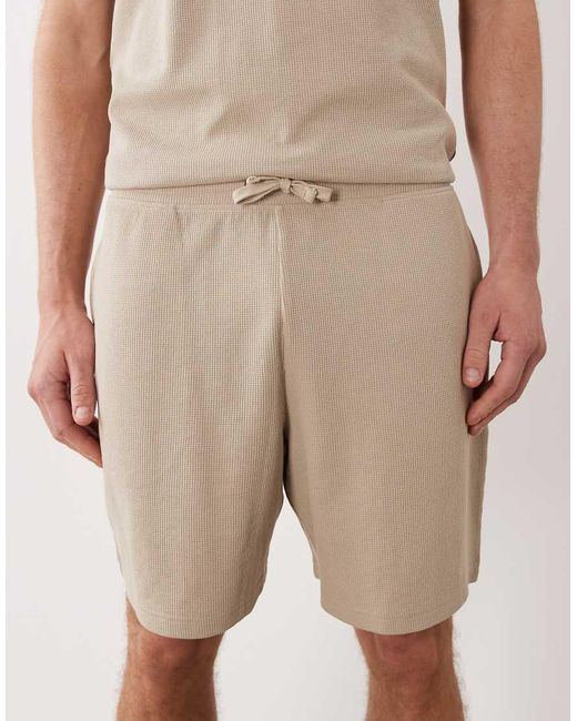 New Look Natural Waffle Shorts Co-ord for men