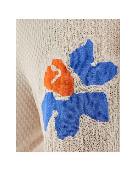 ASOS – gestrickte pointelle-shorts mit blumenstruktur, kombiteil in Blue für Herren