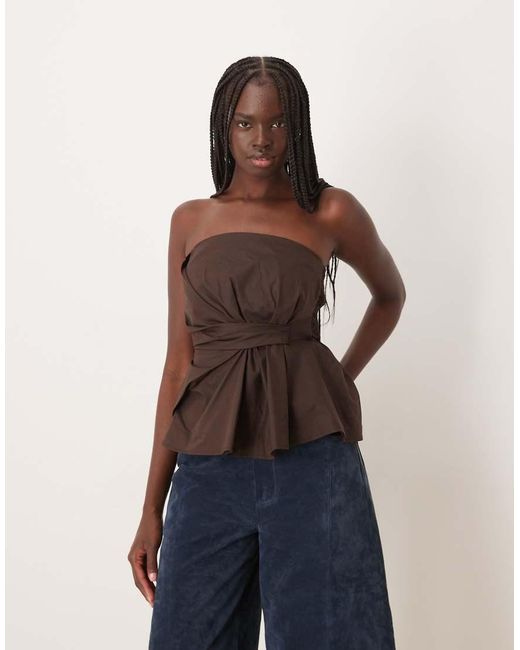 Jdy Blue Ruched Detail Bandeau Corset Top
