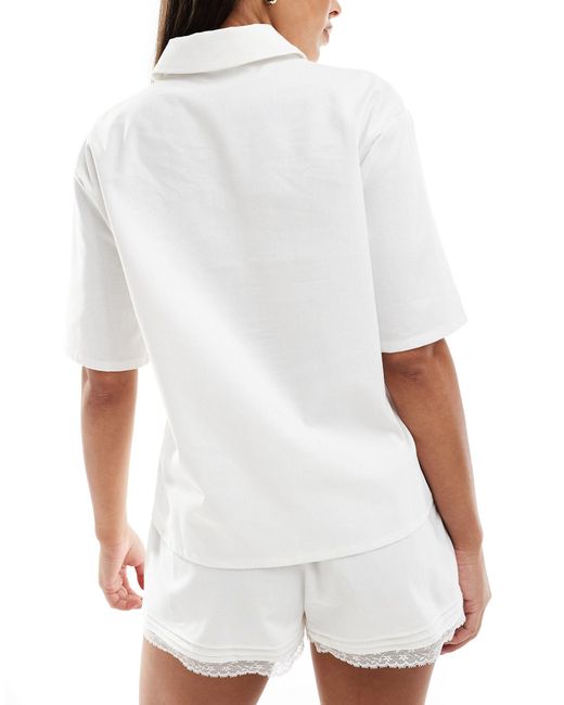 4th & Reckless White Mix & Match Jordi Cotton Pyjama Shirt