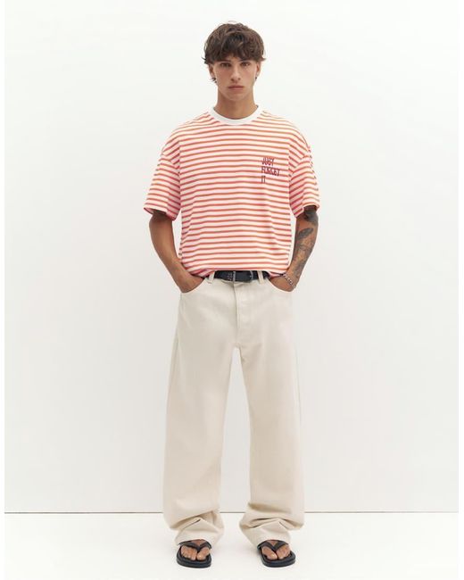 Pull&Bear Red Stwd Striped T-shirt for men