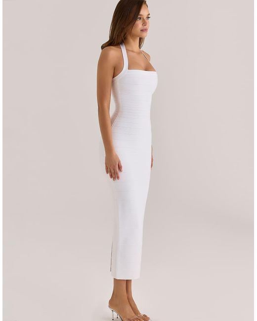 House Of Cb Natural The Silhouette True Halter Neck Bandage Maxi Dress