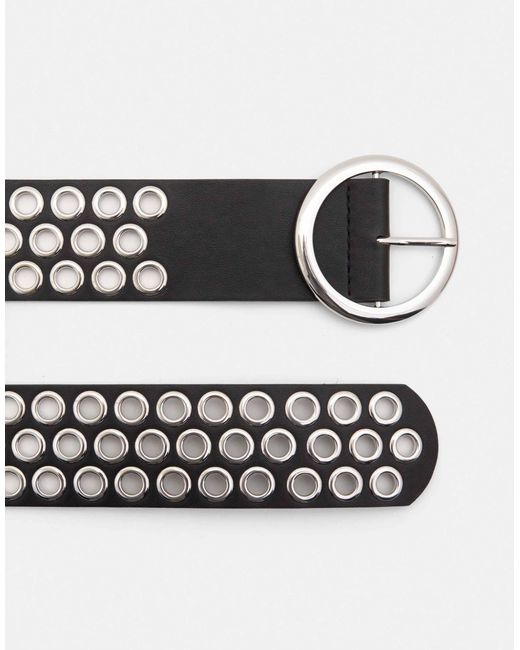 Ceinture en similicuir à œillets Pull&Bear en coloris White