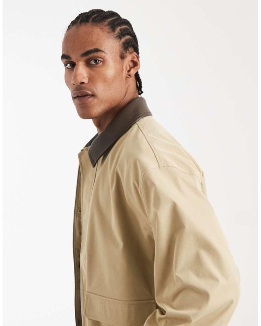 ASOS Natural Barn Jacket With Contrast Collar for men