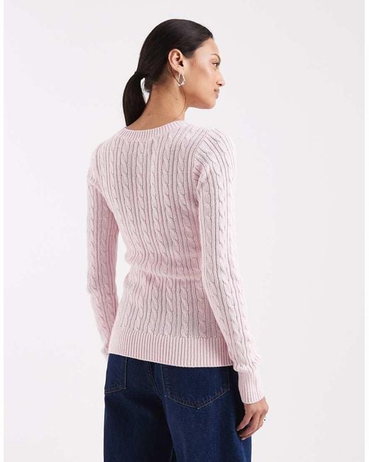Hollister White Slim Cable Knit Jumper