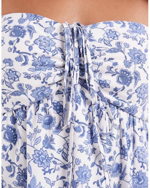 Hollister White Bandeau Tie Up Ruffle Babydoll Mini Dress