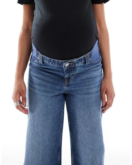 ASOS Blue Asos Design Maternity Slim Barrel Leg Jeans