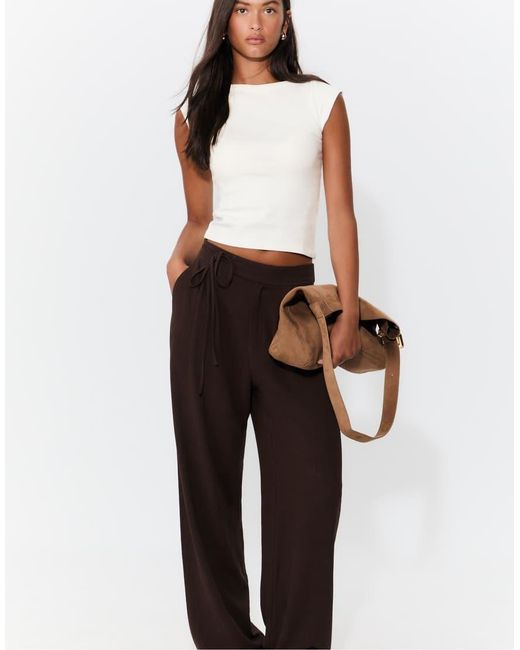 Stradivarius White Basic Boatneck T-shirt