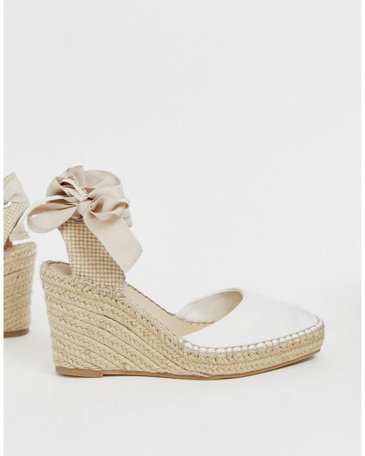 asos design jaylen espadrille wedges in white