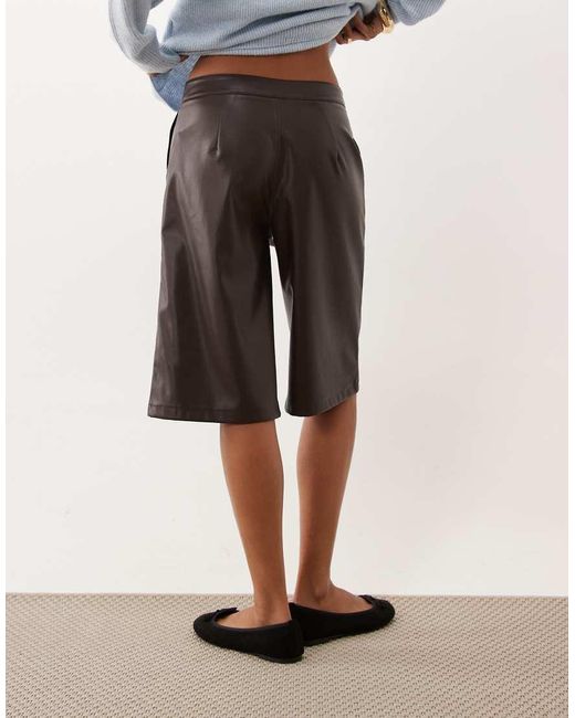 Threadbare White Textured Faux Leather Tailored Bermuda Shorts