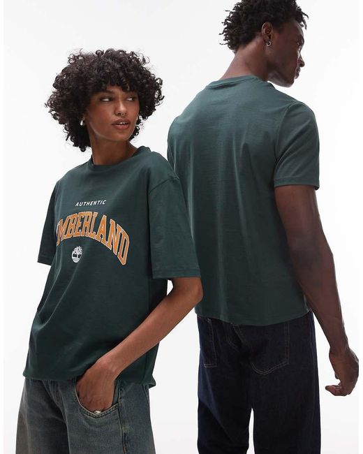 Camiseta Verde Oscuro Extragrande Con Logo Grande Universitario En El Pecho De Authentic Timberland de color Green