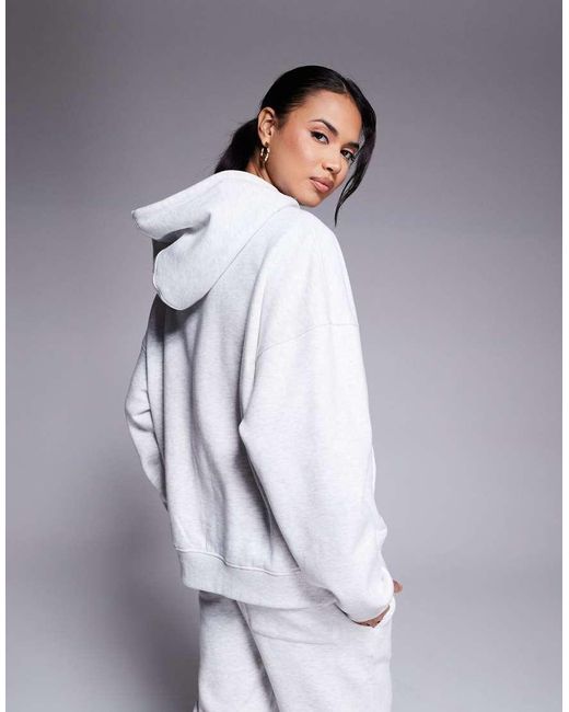 Sudadera Extragrande Con Capucha, Logo Bordado Y Detalle De Lazo De (Parte De Un Conjunto) Kaiia de color White