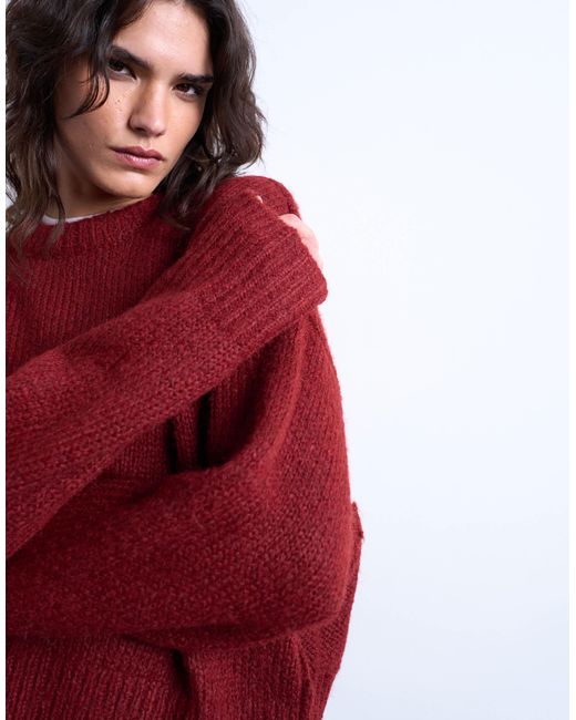 TOPSHOP Red – ultimate – flauschiger strickpullover aus wollmix