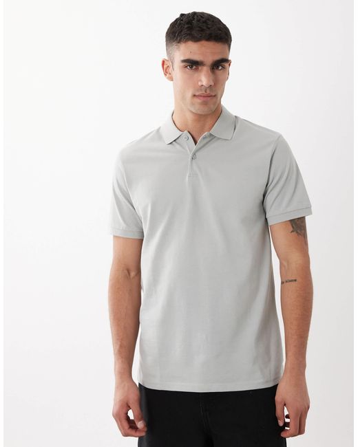 ASOS – basic-polohemd aus pikee in Gray für Herren
