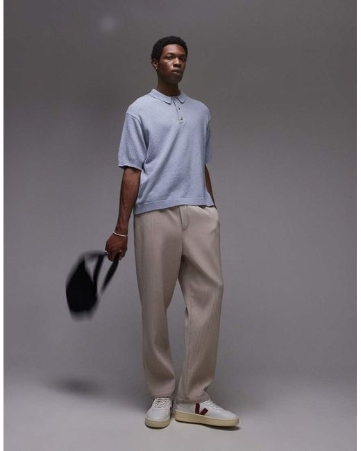 Topman Gray Knit Button Through Boucle Shirt for men