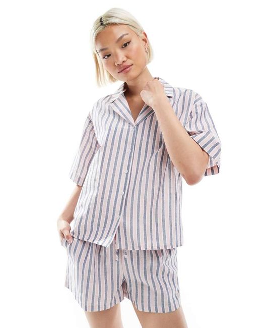 Camicia Da Mare E Blu A Righe di Threadbare in White