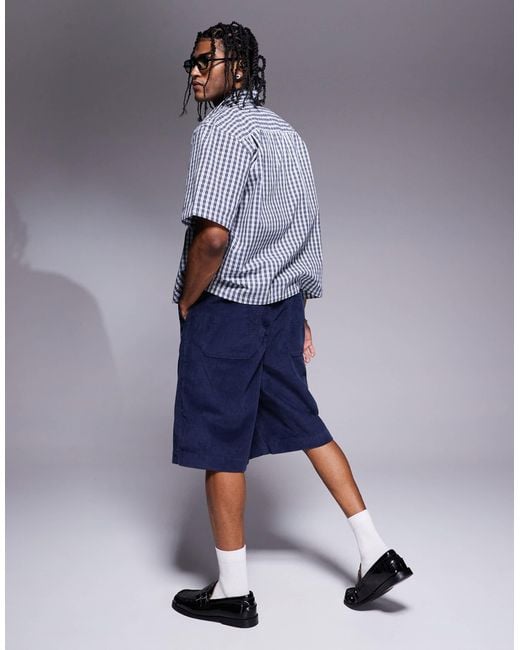 ASOS Blue Long Length Corduroy Shorts for men