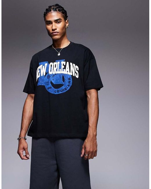 ASOS Oversized T-Shirt Met Grafische Stadsprint in het Blue voor heren