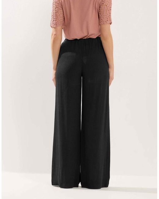 Long Tall Sally Black Wide Leg Linen Trousers