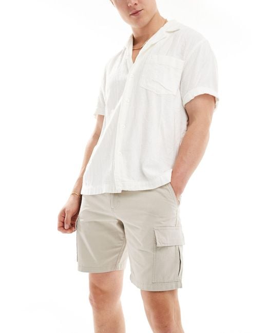 New Look White Cargo Shorts for men