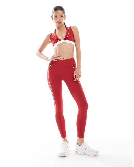BO+TEE Red Bo+tee Contrast Trim leggings