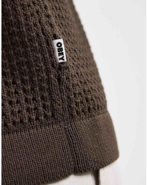 Obey Brown Zach Knitted Button Up Shirt for men