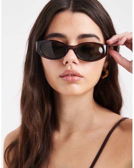ASOS Black Wrapped Oval Sunglasses