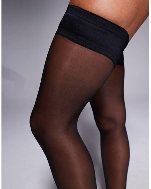 Ann Summers Naadloze Stay-Up Panty's Met Effen Zwarte Bovenkant in het Purple