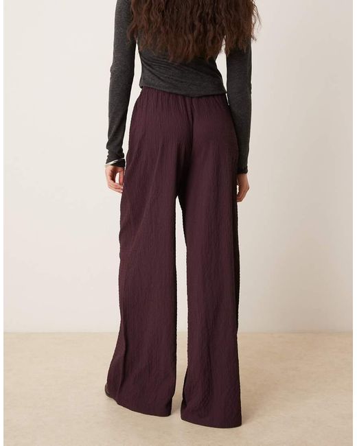 Wednesday's Girl Purple Textured Wide Leg Tie Up Trouser
