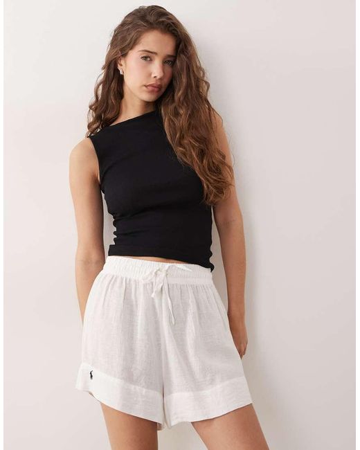 Polo Ralph Lauren Natural Cotton Linen Boyfriend Short Cover-Up