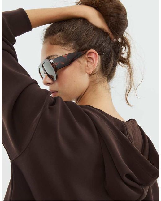 Stradivarius Brown Hooded Jacket