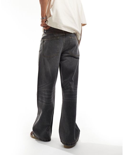 Jeans larghi con fondo ampio lavaggio di ASOS in Gray da Uomo