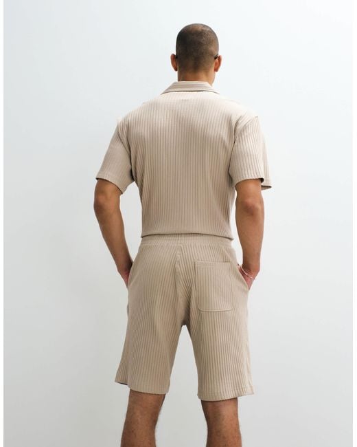 SELECTED White Ribbed Shorts for men