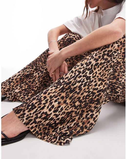 TOPSHOP Multicolor Leopard Print Plisse Trouser