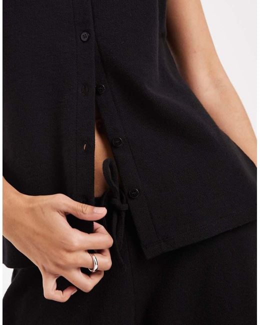 ASOS Black Textured Crew Neck Waistcoat Co-ord