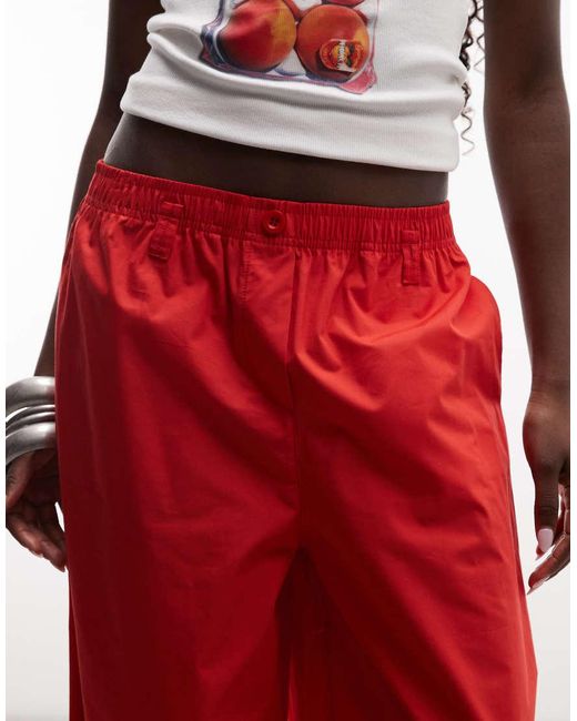 ASOS Red Straight Leg Pull On Trouser