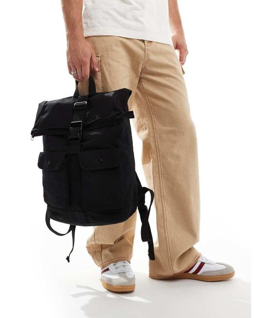 ASOS Black Backpack With Multiple Pockets for men