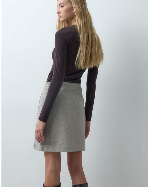 Vero Moda Gray High Waisted Structured Mini Skirt