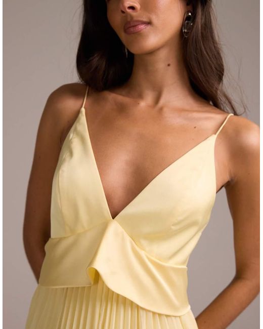 ASOS Natural Bridesmaids Hybrid Cami Maxi Dress With Pleat Skirt