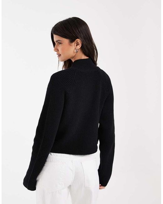 Noisy May Black High Neck Full Zip Through Cardigan